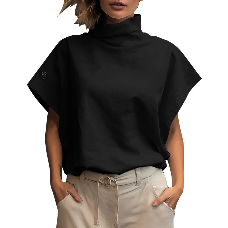 Miniaturbild: Women Fashion OL Work Shirt 2024 ZANZEA Summer Elegant Turtleneck Short Sleeve 