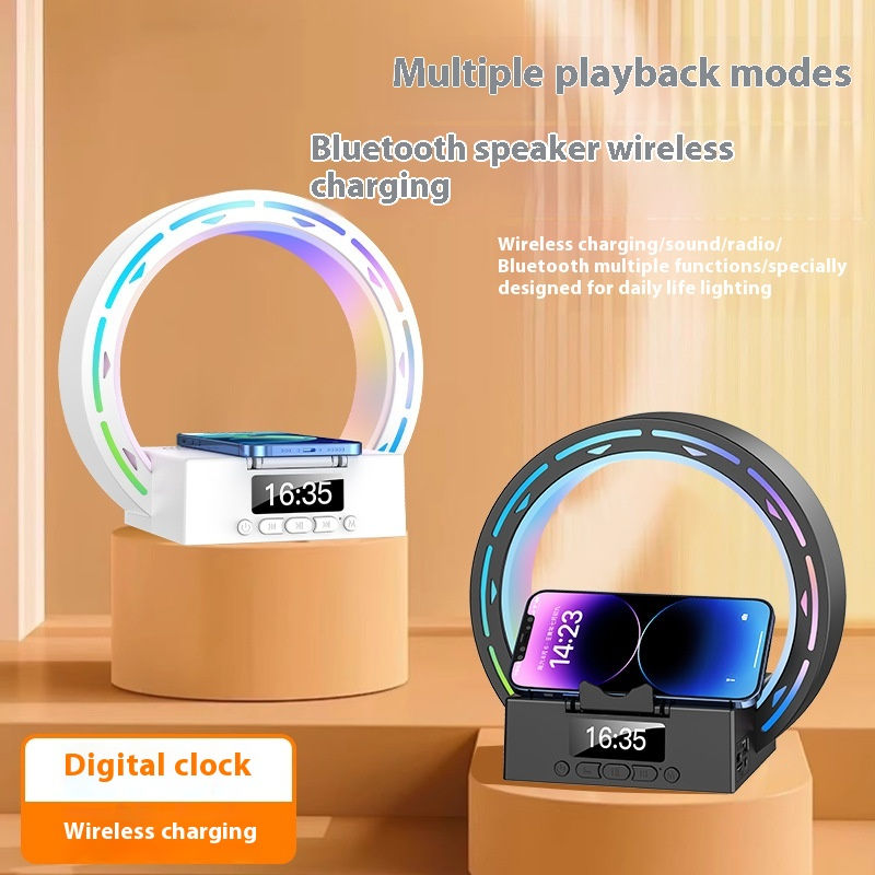 Thumbnail: 4 In 1 Wireless Bluetooth Speaker Charging Pad Bedside Lamp With Alarm Clock Wa