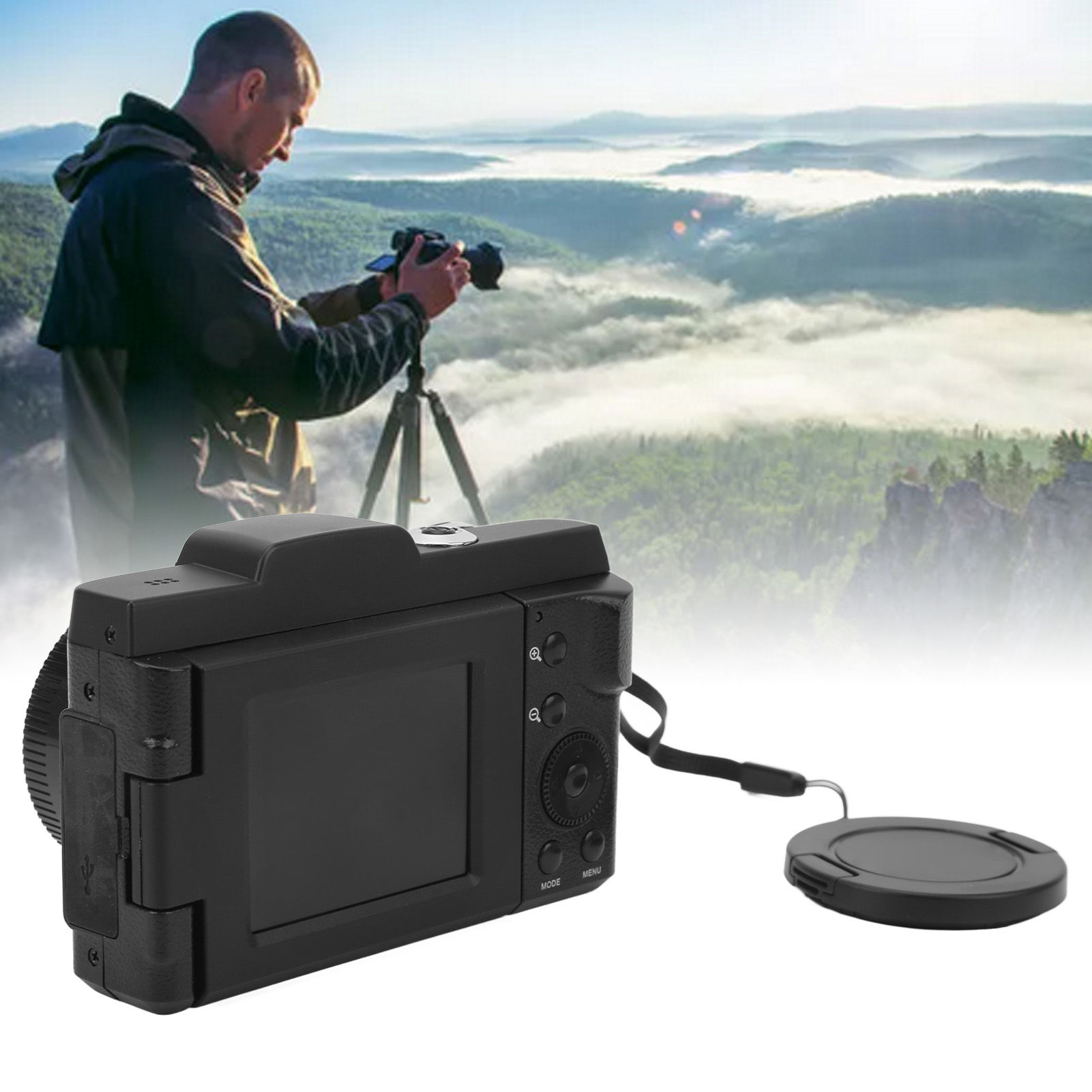 Digital kamera 180-Grad-Flip-Screen-Aufnahme beim Laden der Kamera 16mp 1080p 2