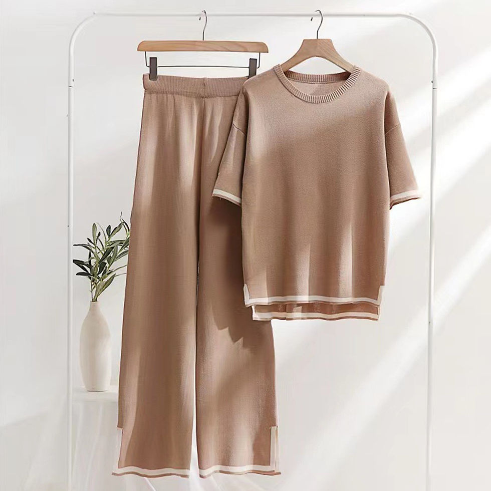 Thumbnail: Solide elegante schicke Frauen Outfits für den Sommer 2023 O-Ausschnitt Kontras