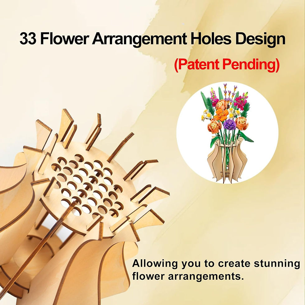 Thumbnail: Vase for Lego Flowers - Wooden Puzzle Flower Vase for Lego Flower Bouquet Build