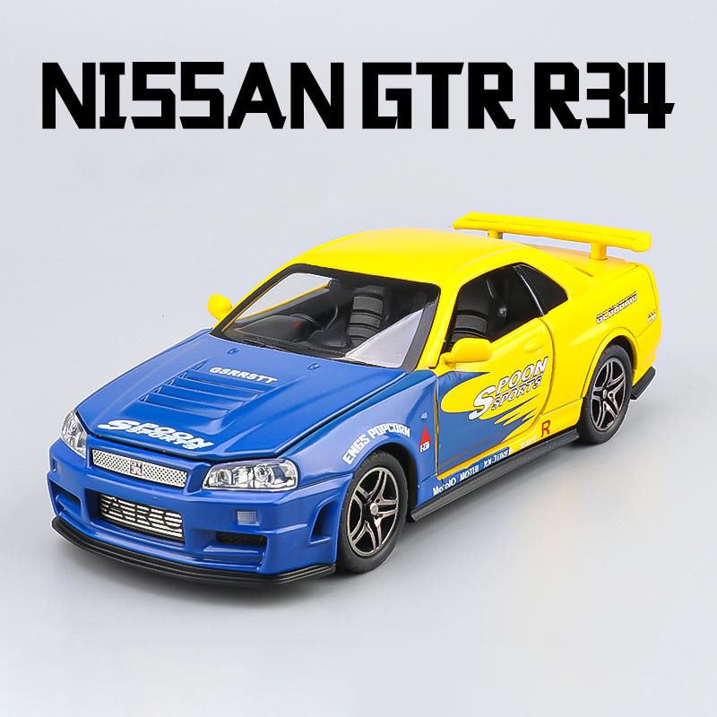 Thumbnail: 1:32 Nissan GTR R34 GT-R R35 schnell & wütend Legierung Auto Modell Sound und L