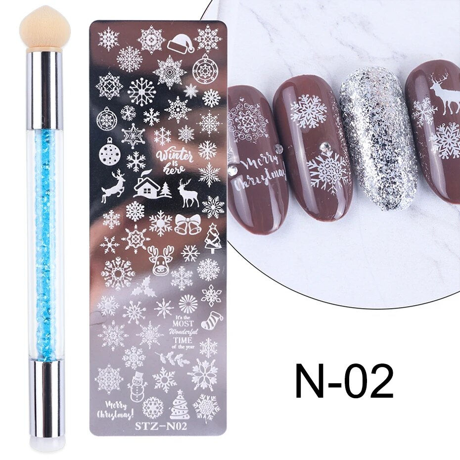Thumbnail: Nagel Stempel platten Set Silikon Stempel Pinsel Nail Art Stempel Politur Trans