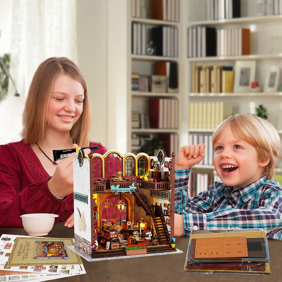 Miniaturbild: DIY book corner kit with led light 3D wooden puzzle creative bookshelf insert b