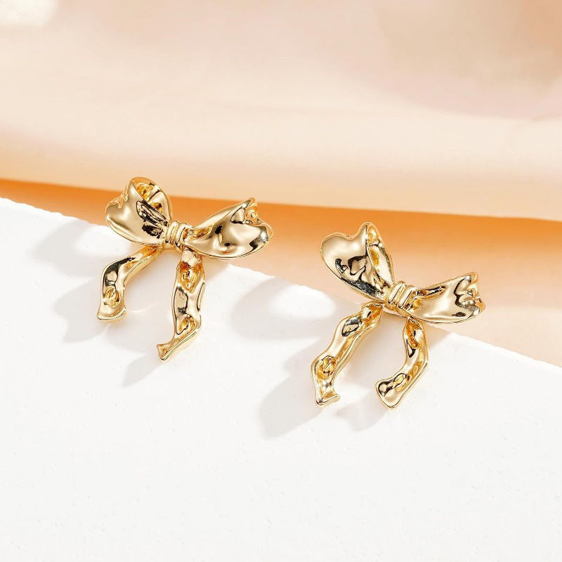 Miniaturbild: Bow Necklace Earrings for Women Girls 14K Gold Plated Bowknot Dainty Pendant Ch