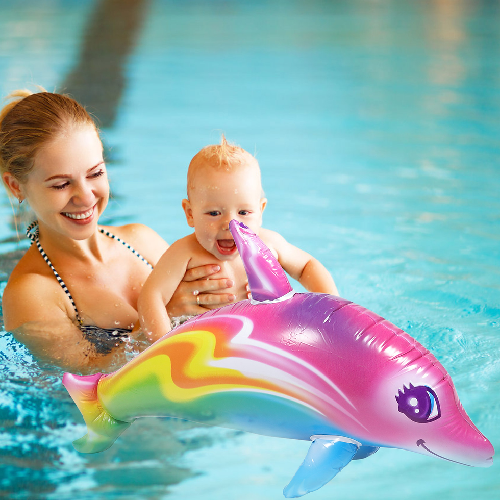 Thumbnail: Inflatable Dolphin Toy Swimming Pool Children Big Kids Educational Giant Beach 
