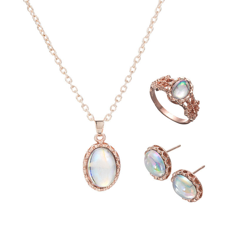 Miniaturbild: Woman Fashion Elegant Opal Jewelry Sets For Cubic Zirco Water Drop Necklace Pen