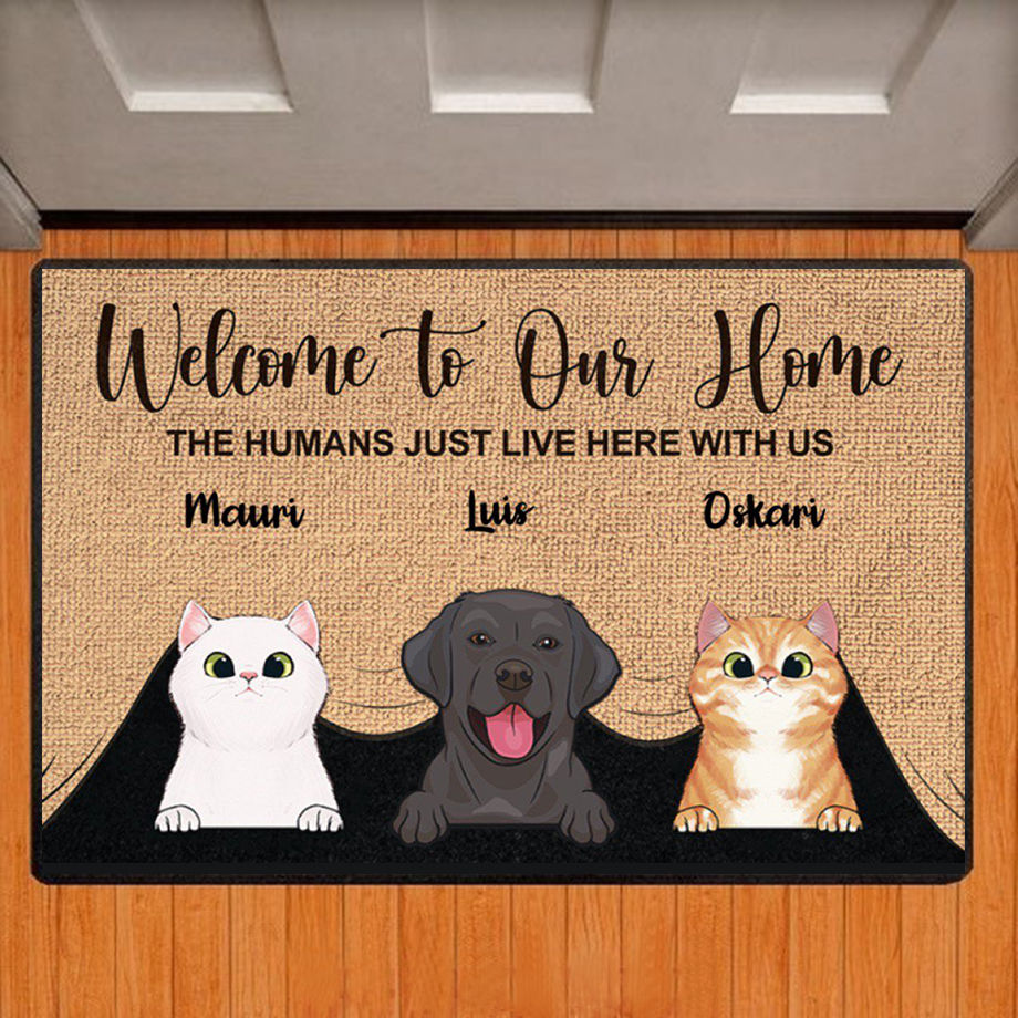 Miniaturbild: Willkommen Auf Unsere Startseite Custom Dog Cat Name Fußmatte Teppich Personali