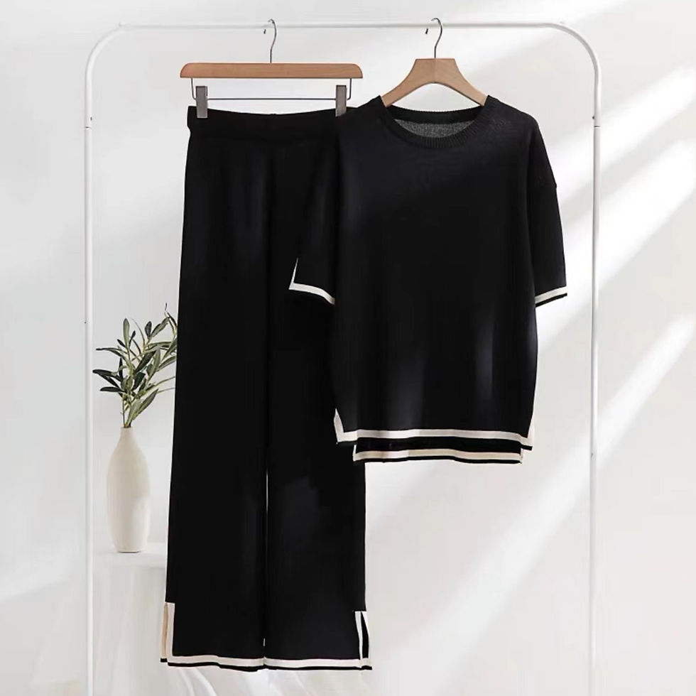 Thumbnail: Solide elegante schicke Frauen Outfits für den Sommer 2023 O-Ausschnitt Kontras