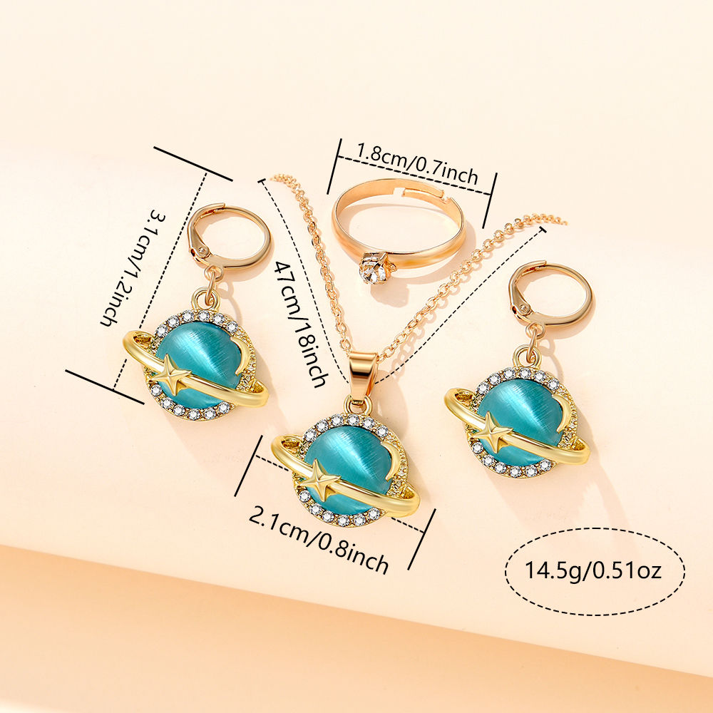 4 Piece Set Of Women European And American Light Luxury Jewelry Necklaces Earri