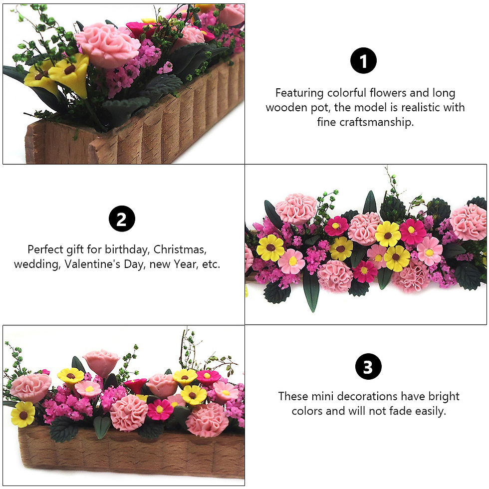 Thumbnail: Model House Wooden Potted Flower Plants Pots Dollhouse Accessory Fairy Garden O