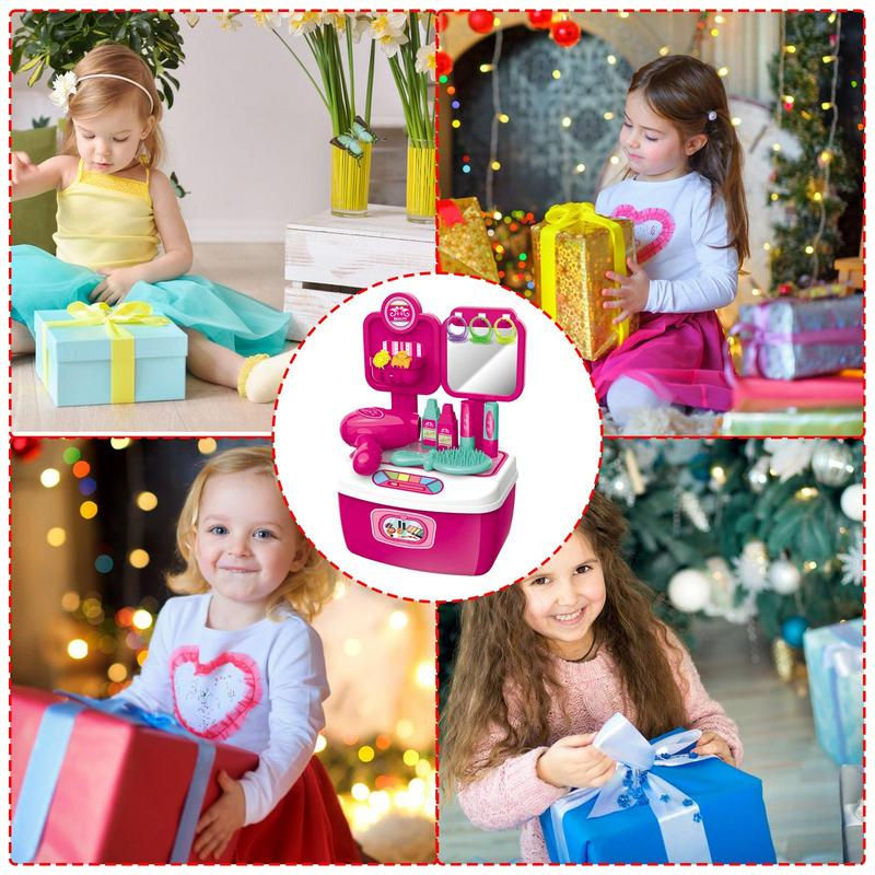 Thumbnail: Hair Salon Toy Set For Girl Pretend Makeup Set With Hair Dryer Hair Curler And 