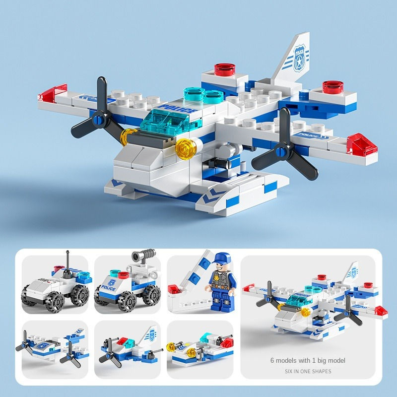 Thumbnail: Building blocks Military police car engineering series toys Puzzle pieced small
