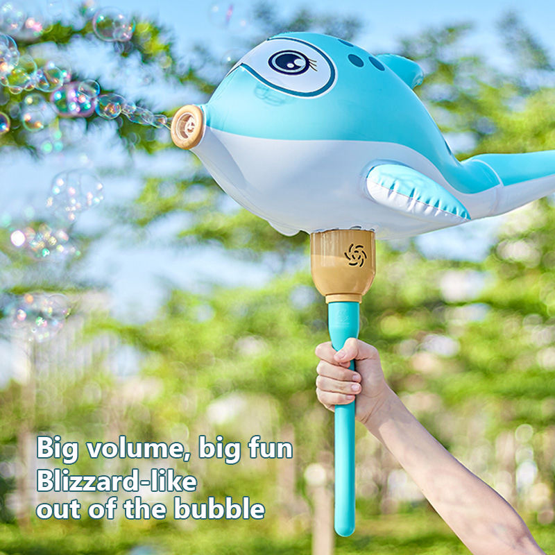 Thumbnail: Inflatable Dolphin with LED light Bubble Gun Electric Cartoon Outdoor Toy Soap 