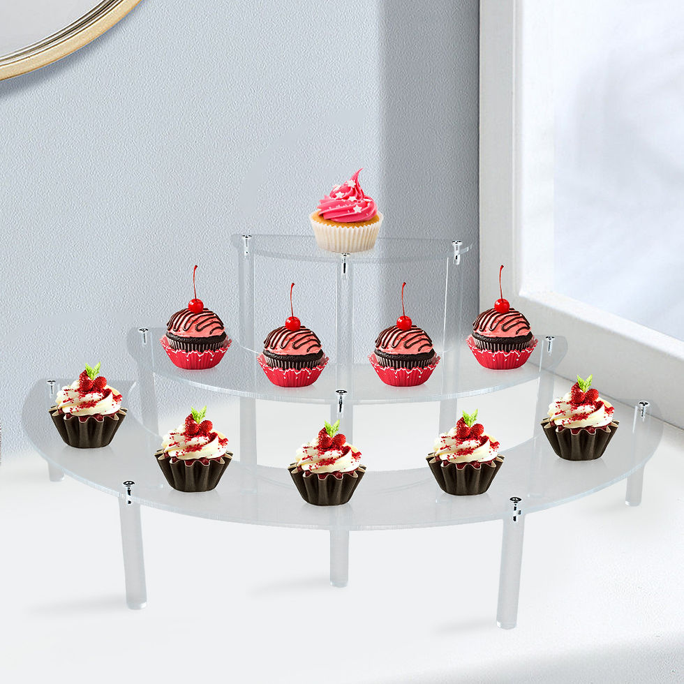 Thumbnail: 3 Tier Halbmond form Lebensmittel klar Acryl Display Stand Hochzeit Lebensmitte