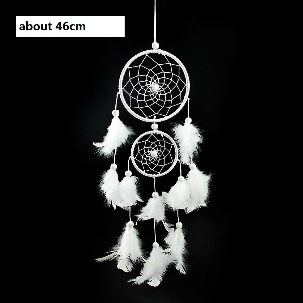 Thumbnail: Handmade Silver Bead Dream Catcher Wind Chimes Indian Style Feather Pendant