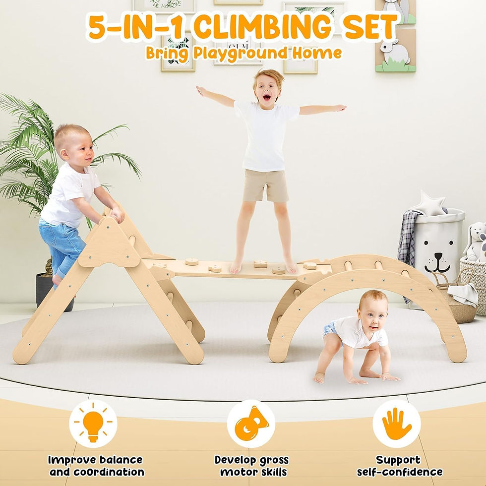 Thumbnail: Toddler Climbing Toys, Montessori Pikler Triangle Set for Toddlers Inside, Fold
