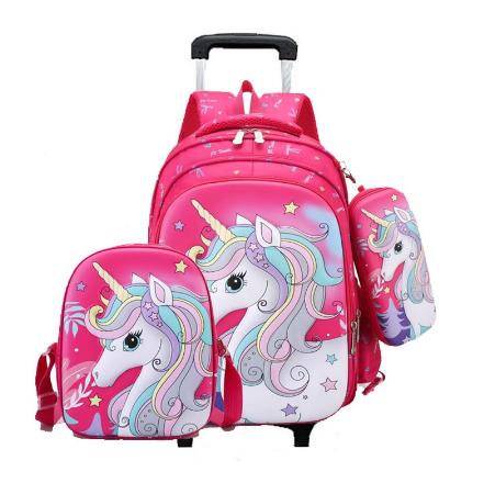 Thumbnail: Kinder Schule Rollen rucksack Tasche set mit mittagessen tasche mädchen Schule 