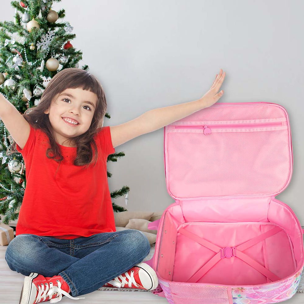 Thumbnail: Kinder Gepäck für Mädchen, Einhorn Roll Reise Tragen auf Koffer für Kleinkind K