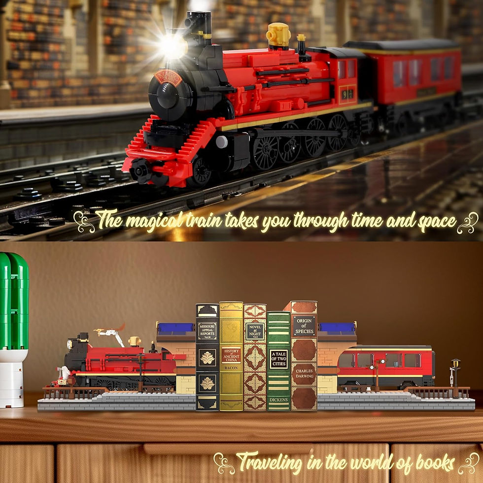 Thumbnail: 2in1 Harry Magic Train & Bookends Building Set, Home Decorative Building Block 
