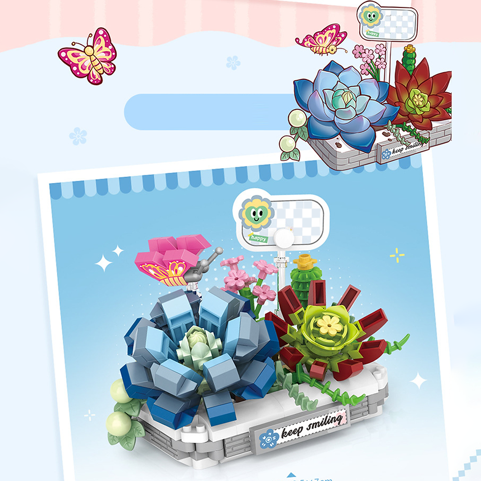 Miniaturbild: Simulated Succulent Plant Ornamental Building Block Toys, Cactus and Snowdrop M
