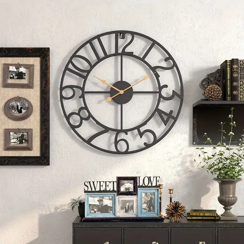 Miniaturbild: Retro Metall Wanduhr kreative Eisen Kunst Dekoration digitale Wohnzimmer Uhr Ho