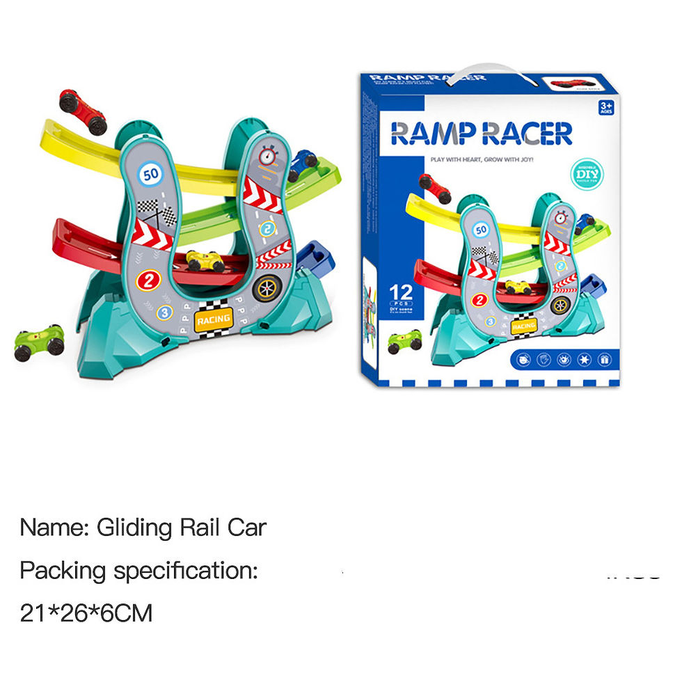 Miniaturbild: Gliding Cars Ramp Racer Cars Race Track Car 4 Levels Zig Zag Ramp Car Racing To