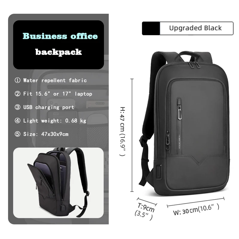 Miniaturbild: Hk schlanker Rucksack für Männer 15,6 Zoll Laptop taschen wasserdichter minimal