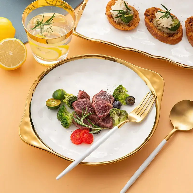Miniaturbild: 1 stücke Weiß Keramik Platte Phnom Penh Geschirr Salat Suppe Schüssel Essen Abe
