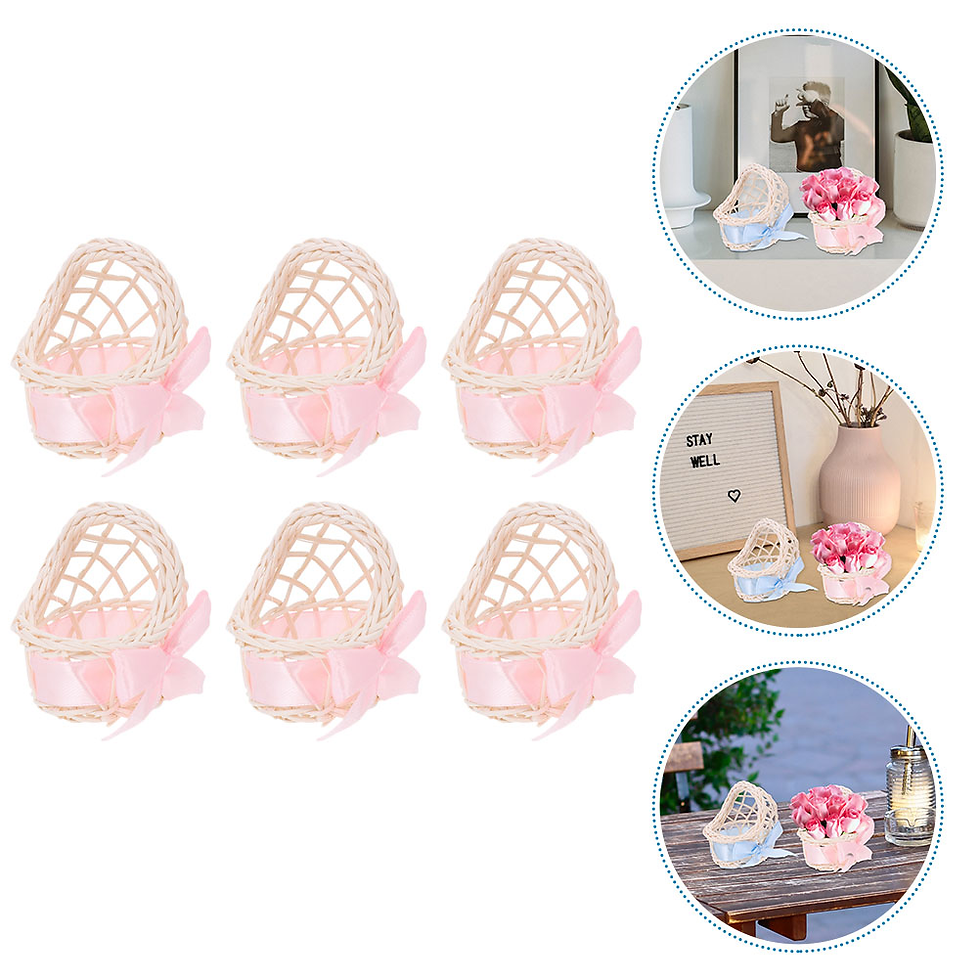 Miniaturbild: Basket Mini Flower Baskets Woven House Model Wicker Baby Picnic Girl Toy Dollho