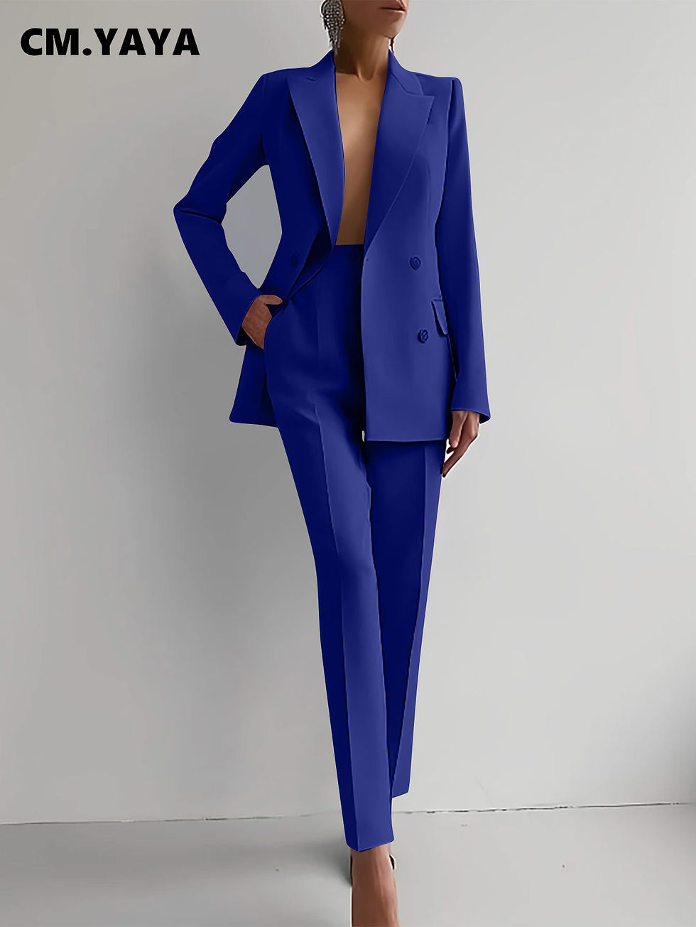 Thumbnail: Cm. yaya eleganter Blazer Anzug und Hose mit weitem Bein zwei zweiteilige Sets 