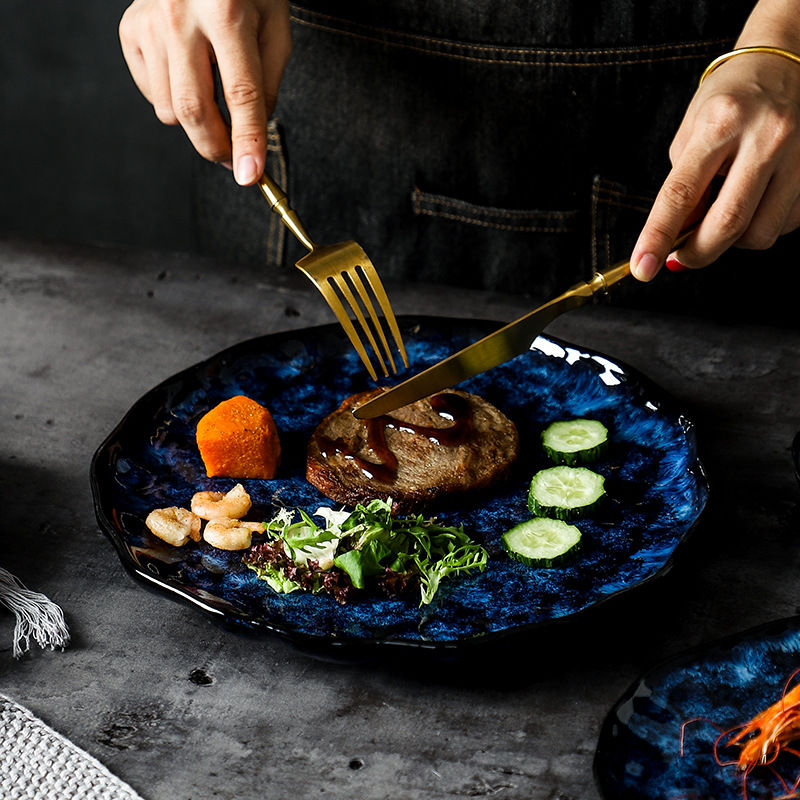 Miniaturbild: Europäischen Abendessen Platten Blau Keramik Reis Schüssel Salat Fisch Platte K