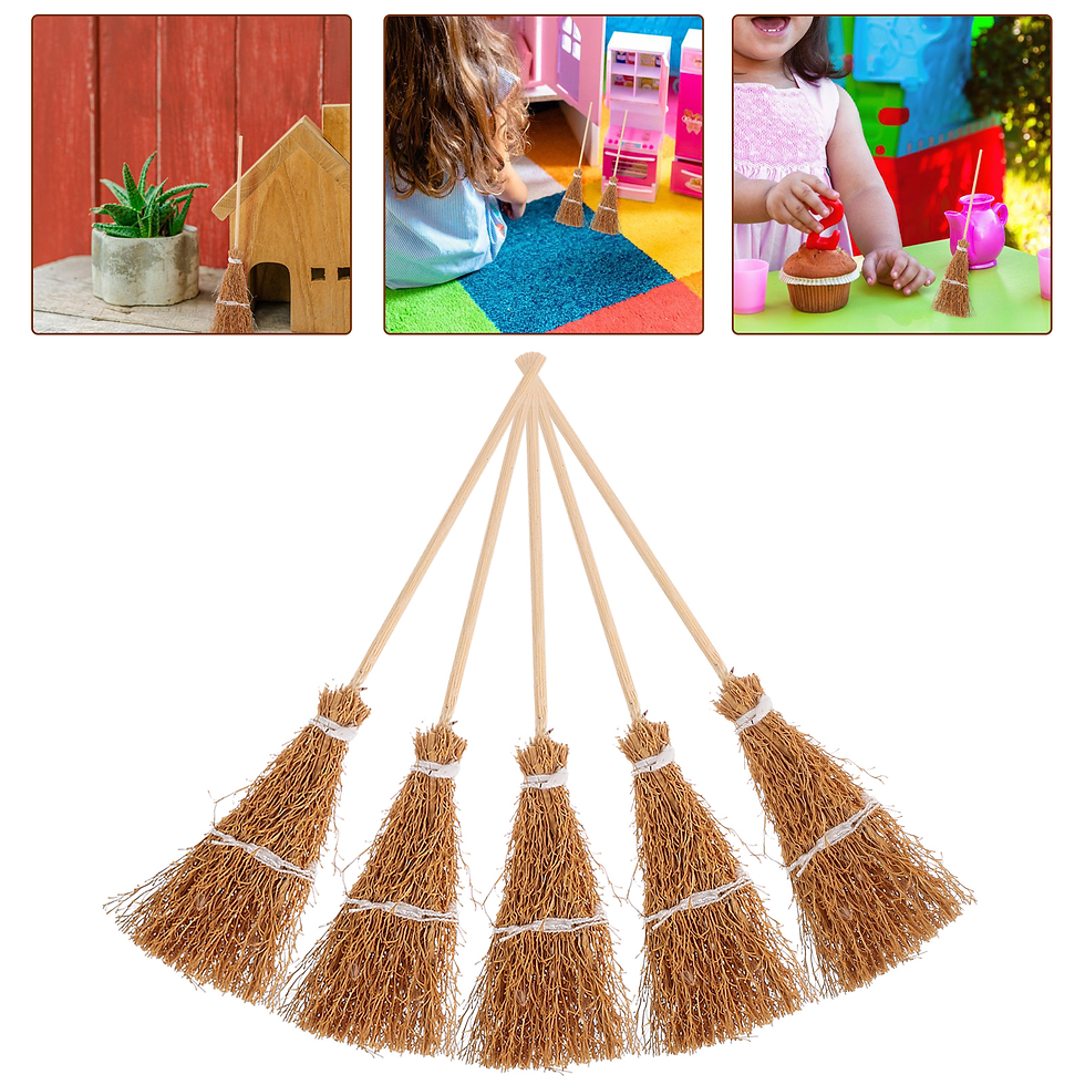 Miniaturbild: 5 Pcs Halloween Miniatures House Broom Artificial Props Lovely Dollhouse