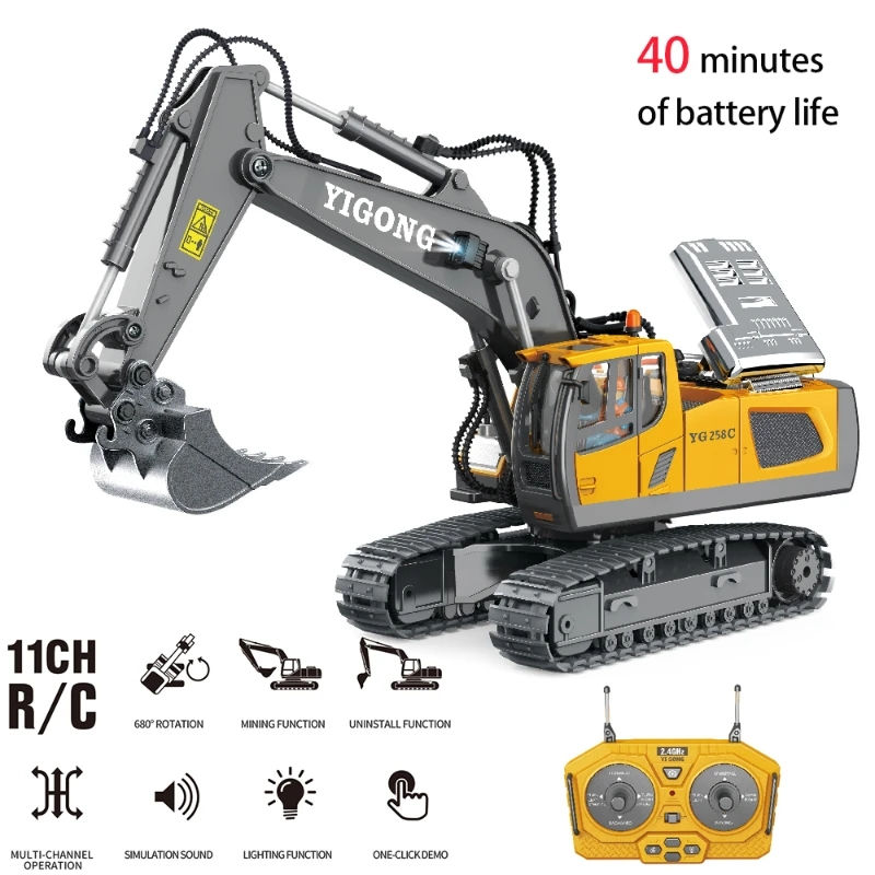 Thumbnail: RC Bagger antike Fernbedienung LKW 2,4g RC Crawler Engineering Fahrzeug Bagger 