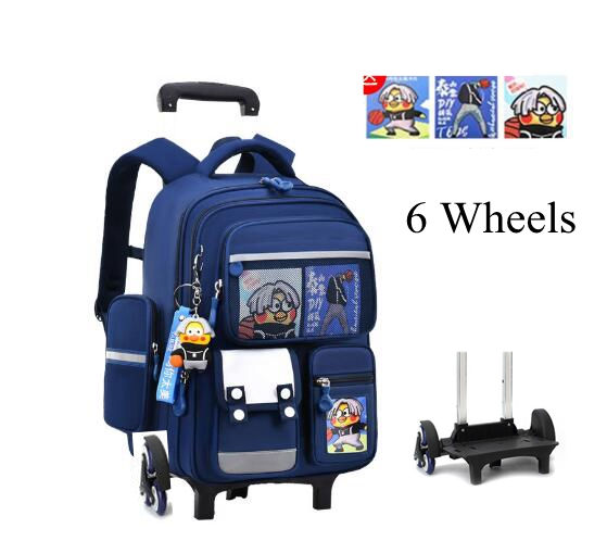 Thumbnail: Schule Rollende Rucksack Mädchen Kinder 17 zoll 6 Räder Primäre Schule Bookbag 