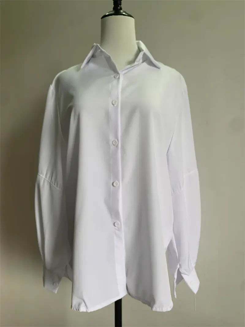 Miniaturbild: Casual Versatile Women Solid Shirt Spring Autumn Chic Basic Blouses Tops Long S
