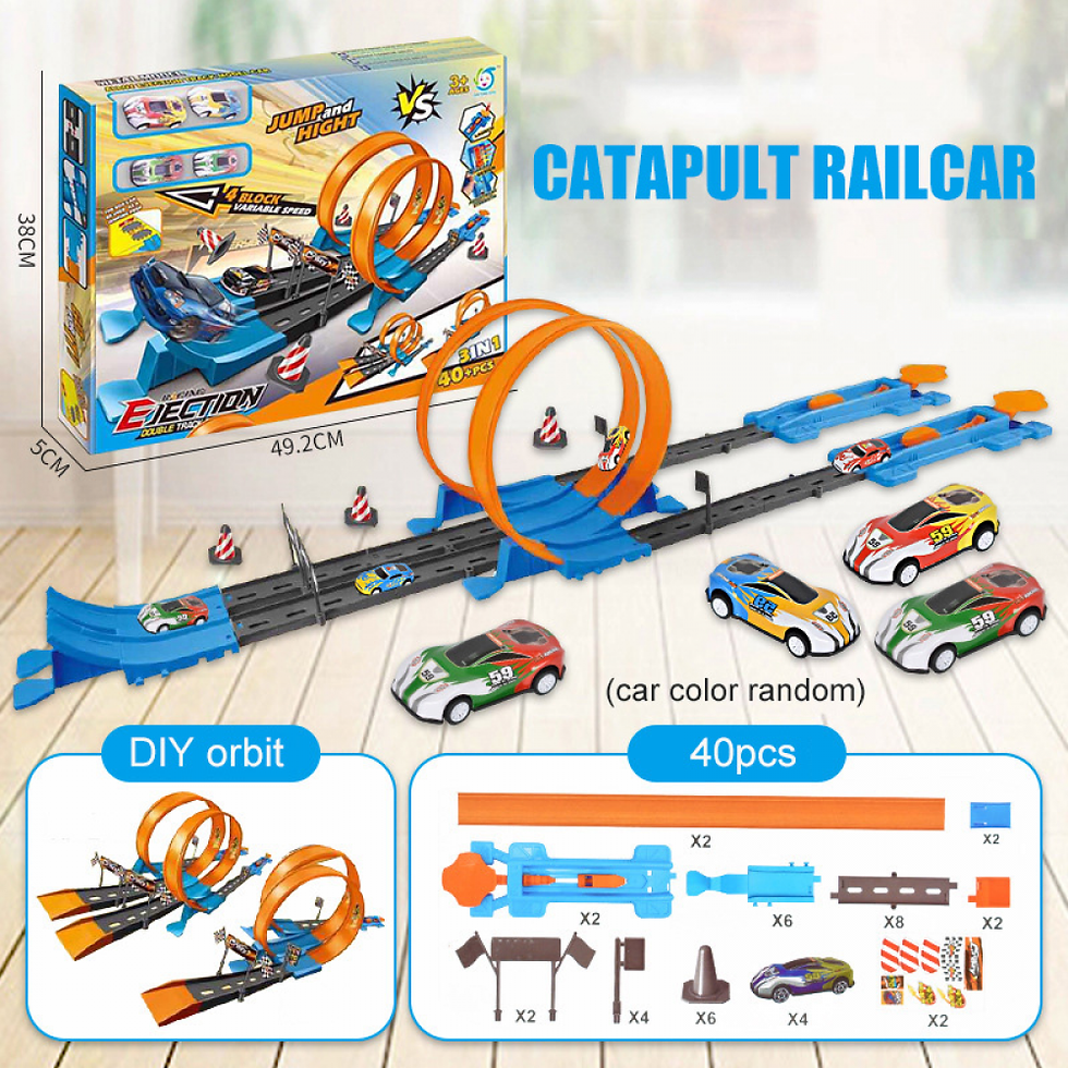 Thumbnail: Eisenbahn Rennstrecke Spielset Mini Speed Rennwagen Kits pädagogische DIY Renne