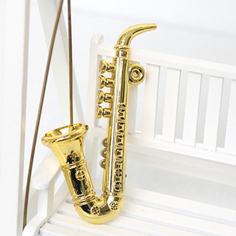 2pcs Simulated Sax Miniature House Decor Mini Toys Ornament House Musical Instr