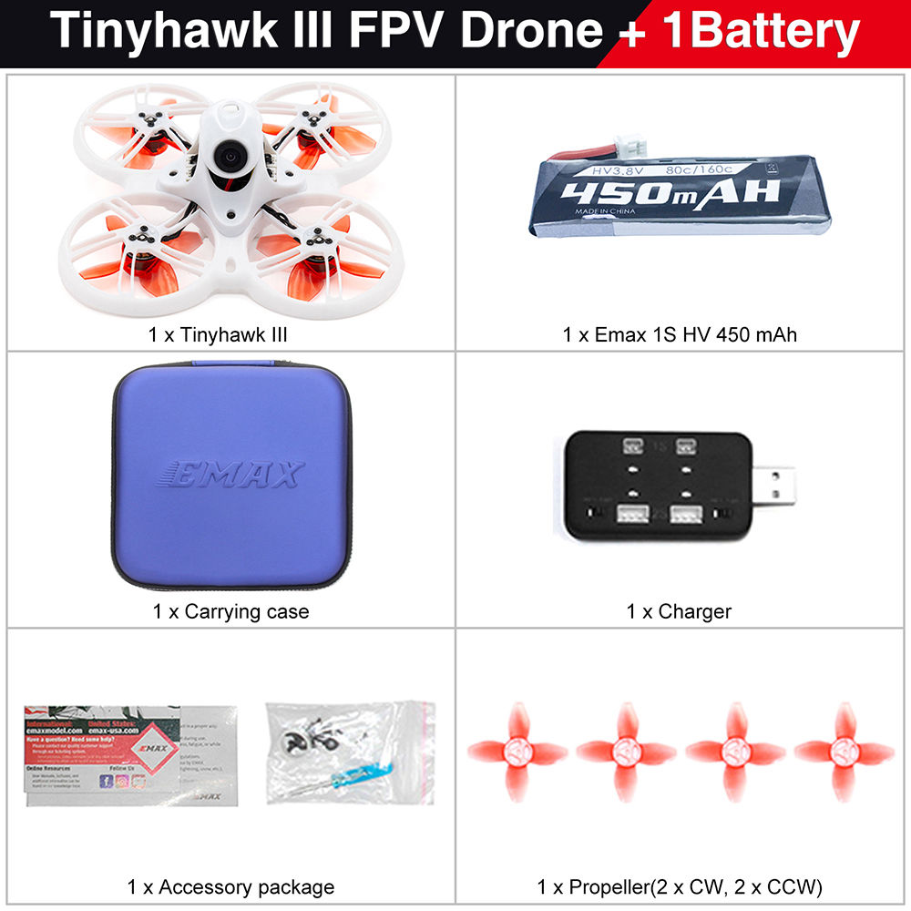 Emax tinyhawk iii 3 fpv race drone rtf kit mit brille und sender controller rem
