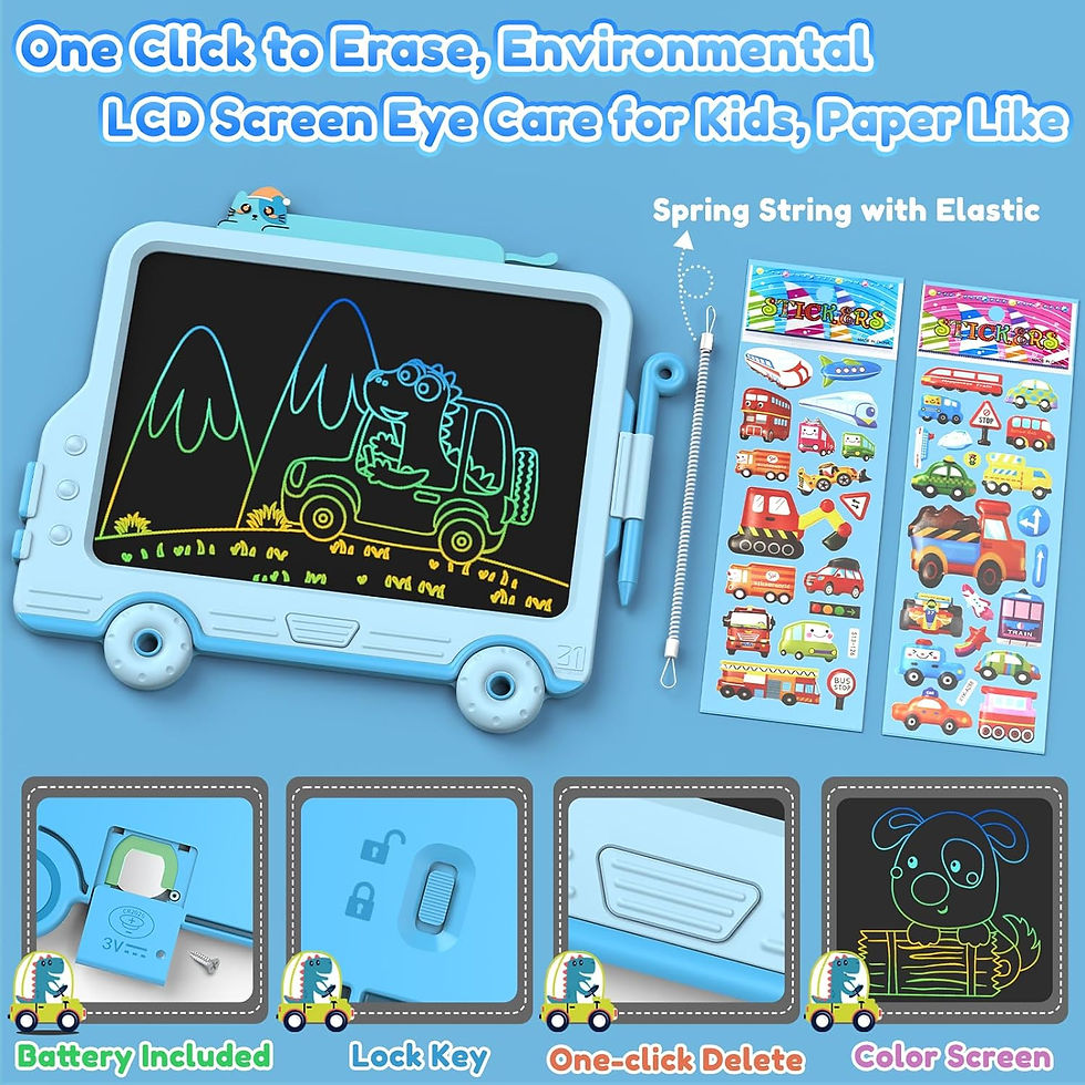 Miniaturbild: FLUESTON LCD Writing Tablet for Kids Car Shape, Kids Toys Gifts for 3 4 5 6 7 Y