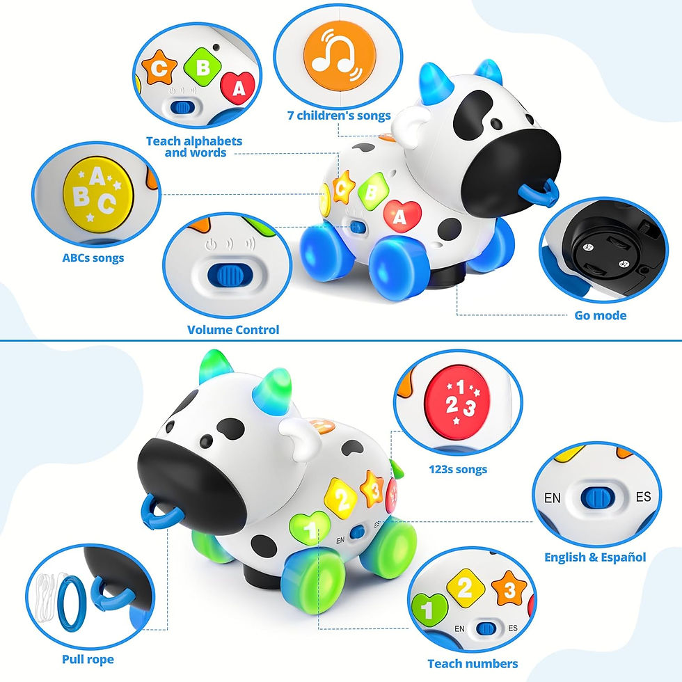 Miniaturbild: Toys for 1 Year Old Boy Girl, Blingual Musical Cow Baby Toy 6-12-18 Months, Tod