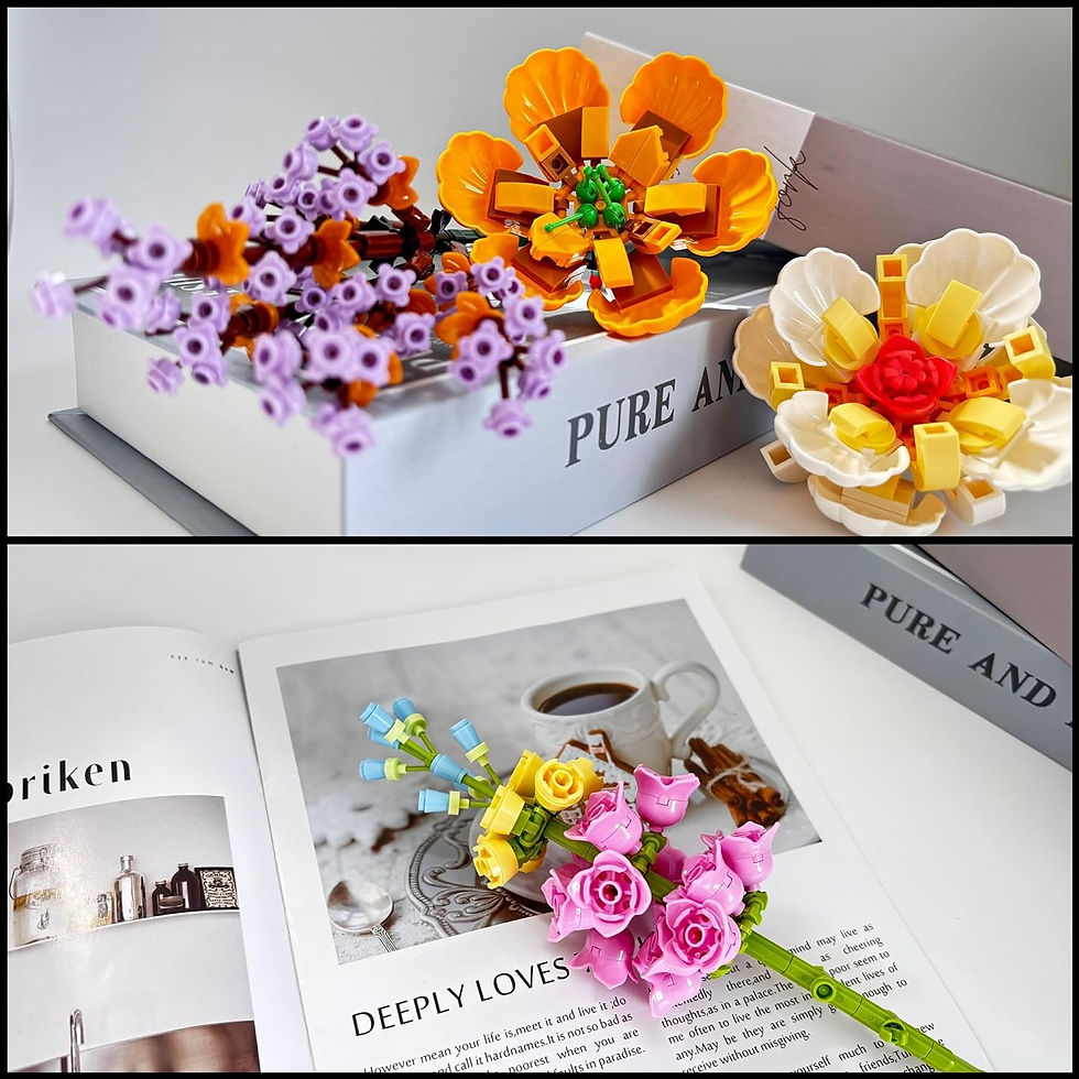 Thumbnail: Flowers Bouquet Building Set - 590 PCS, Home Decor - 7 Stems Botanical Collecti