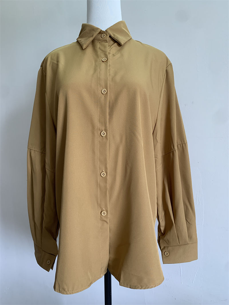 Miniaturbild: Casual Versatile Women Solid Shirt Spring Autumn Chic Basic Blouses Tops Long S