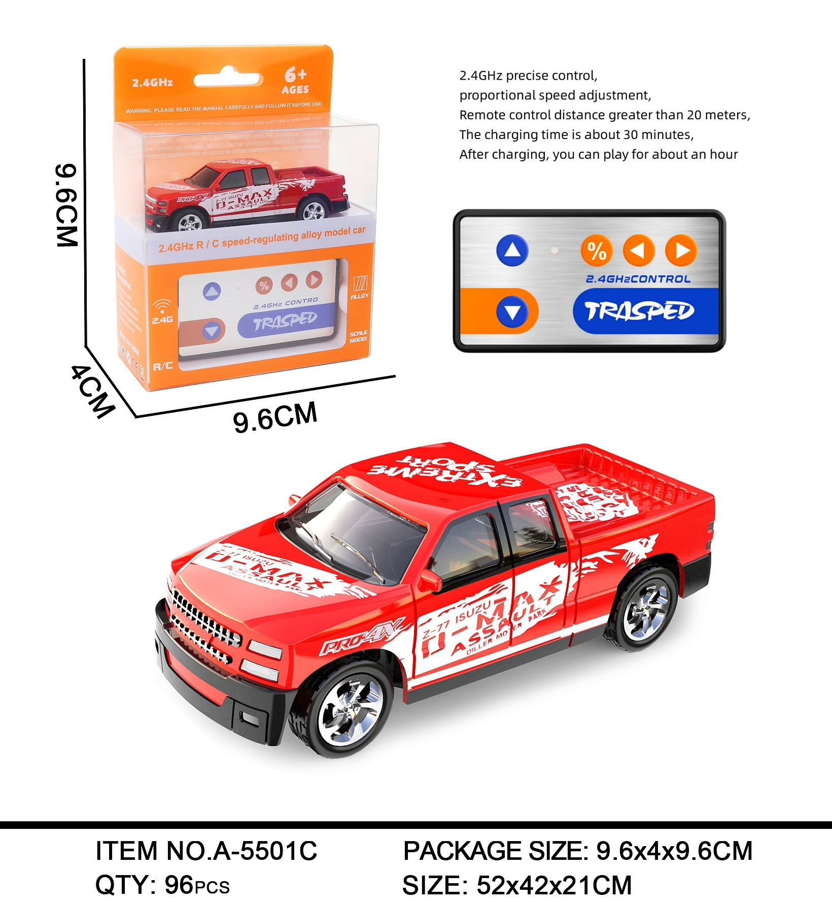 Eboyu mini rc auto 2,4 ghz 1:64 einstellbare geschwindigkeit mini legierung off