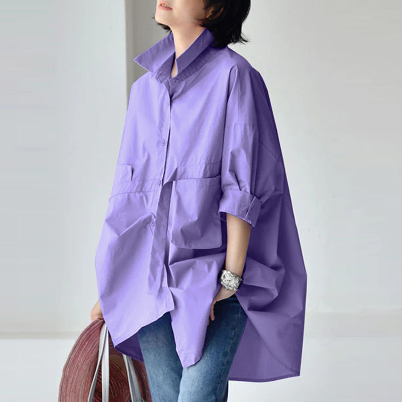 Thumbnail: 2024 ZANZEA Fashion Spring Lapel Neck Long Sleeve Loose Blouse Elegant Women Sh