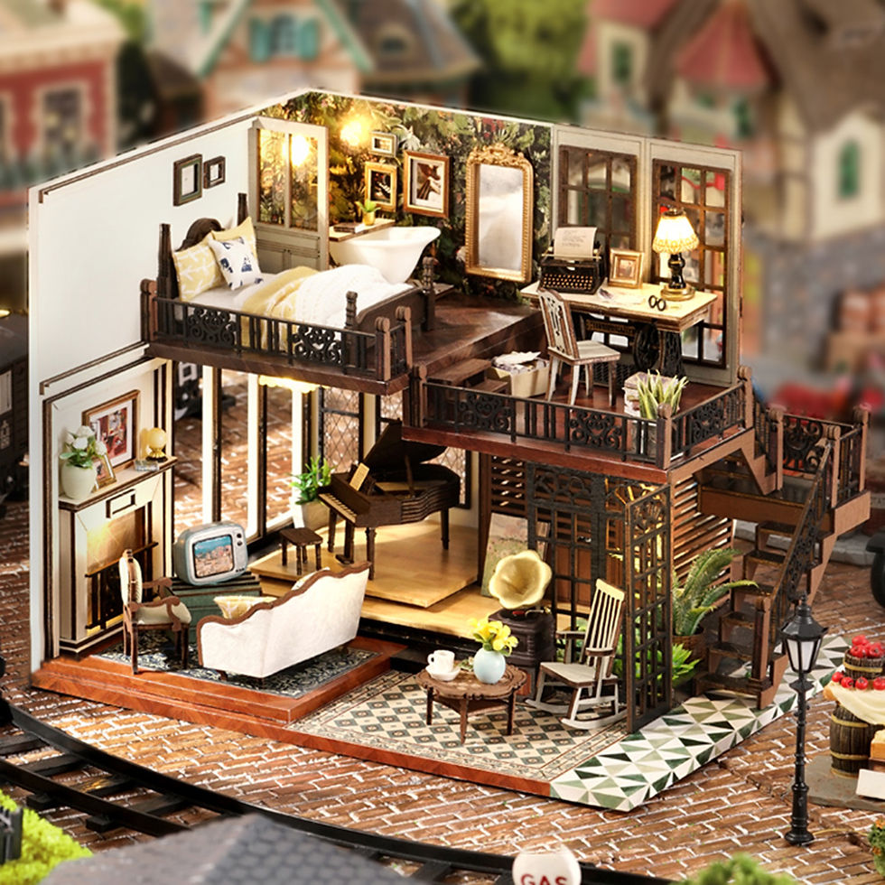 Miniaturbild: DIY Wooden Doll Houses Diorama Toys Kids Miniature Dollhouse Puzzle Model Minia