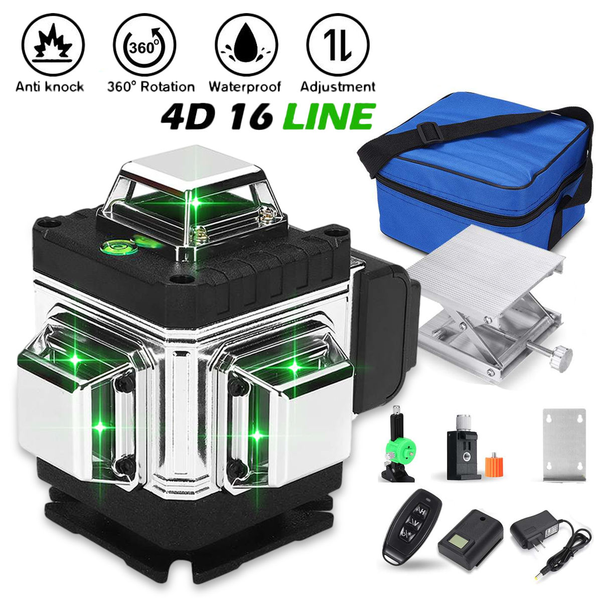 4d 16 Linien Laser ebene grüne Laser linie selbst nivellierende horizontale Lin