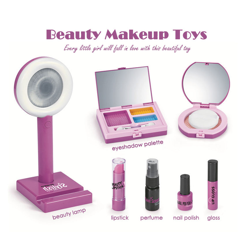 Thumbnail: Girls' Pretend Play Makeup Kit, Ages 3+, Realistic Cosmetic Game Set with Illum