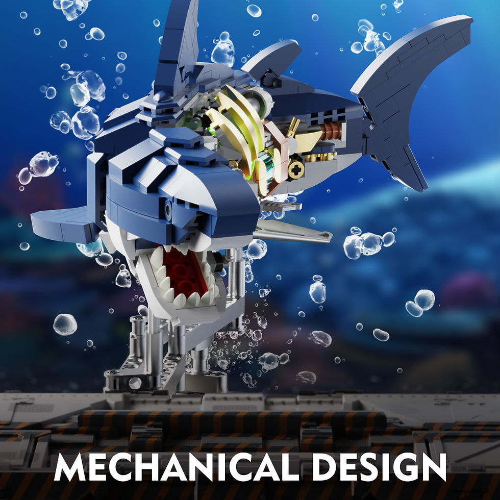 Thumbnail: Mechanical Shark Building Set, Shark Sea Life Building Blocks Set with Display 