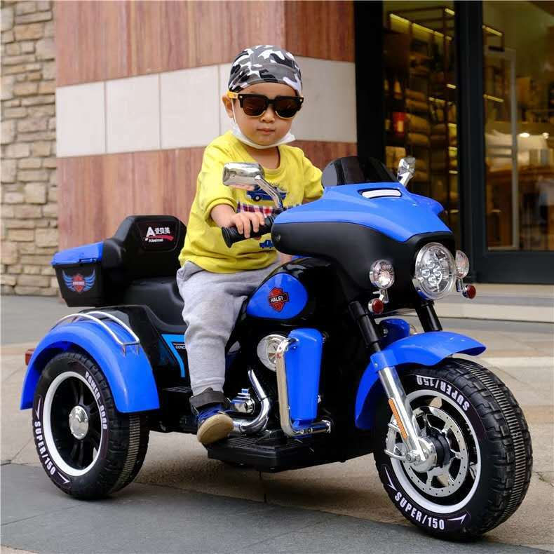 Thumbnail: Kinder Harley elektrisches Motorrad Dreirad für Jungen und Mädchen Doppel antri